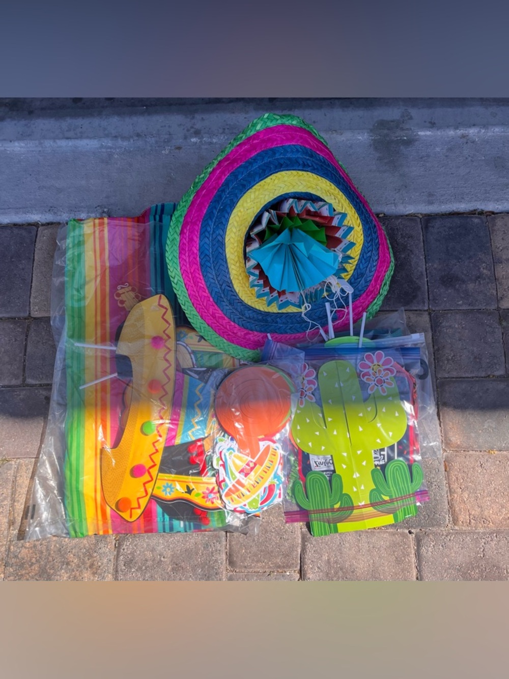 Fiesta Party Decor Bundle - Bright Multicolor Sombrero & Accessories - Picture 3 of 3